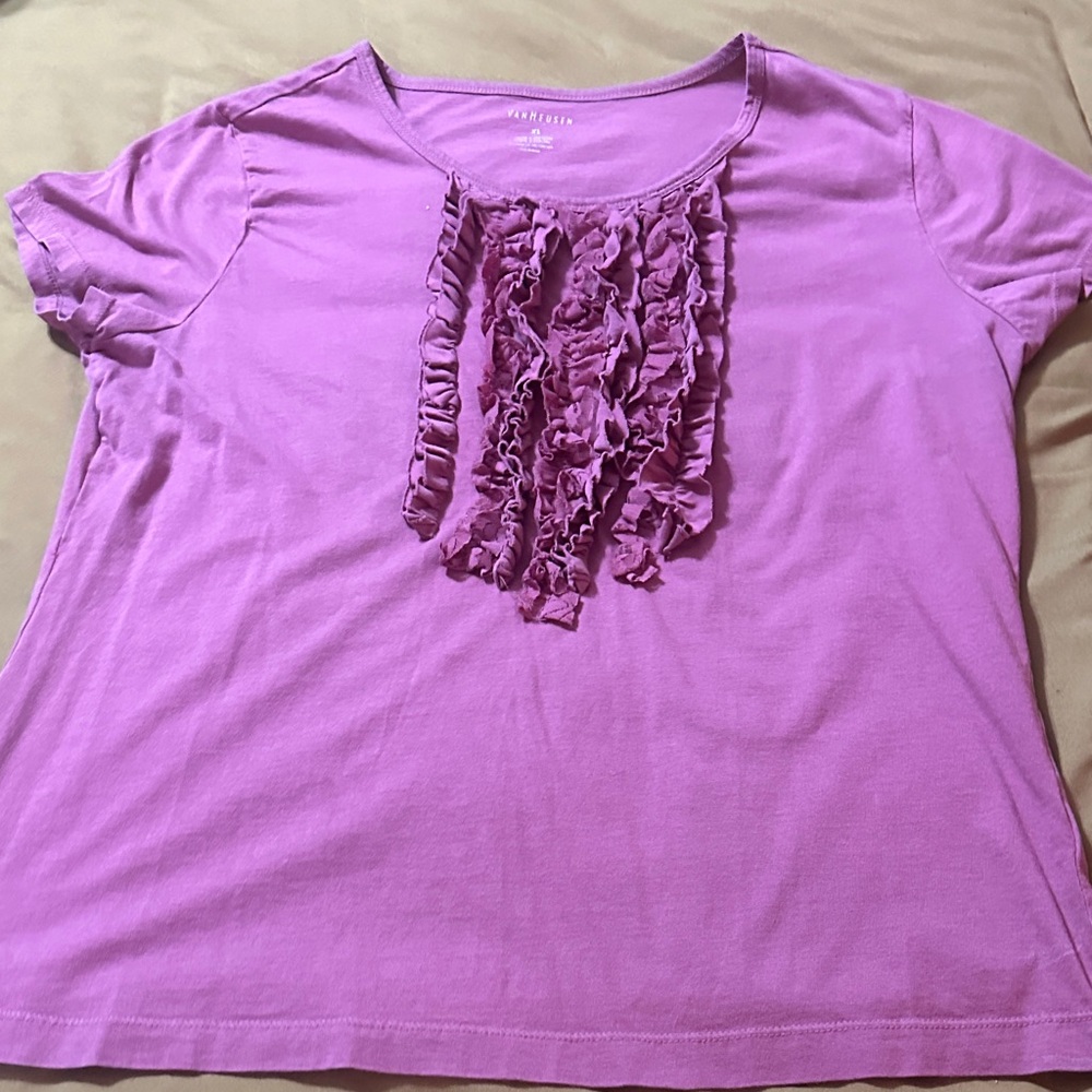 Van Heusen mauve Ruffle Front Short Sleeve Tee
